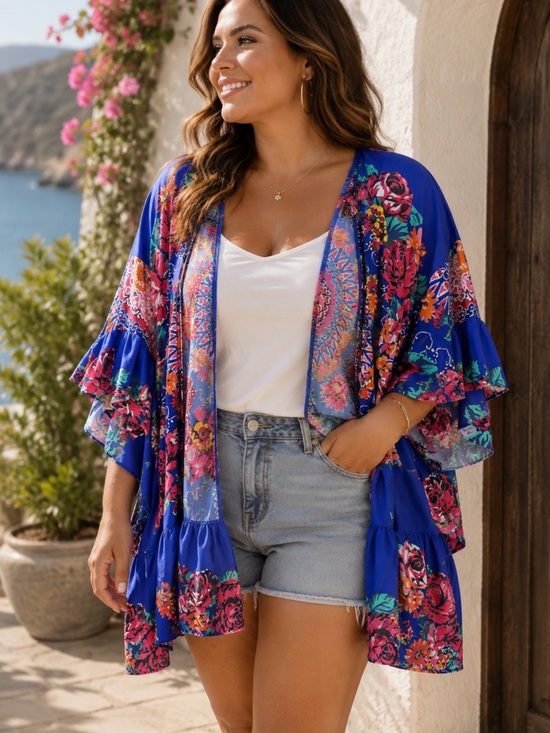 Giddy Up Glamour Tops - Giddyup Glamour Small Medium Floral Kimono Boho